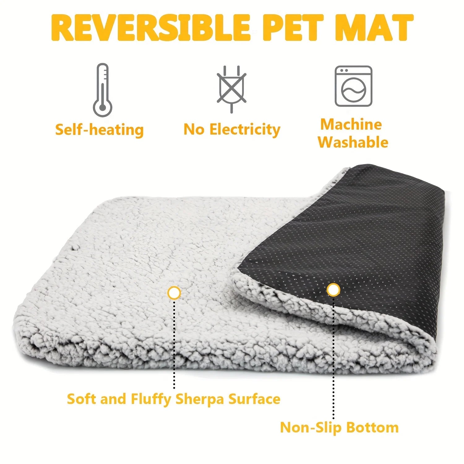 Self-Warming Pet Bed Mat – Washable Thermal Sleeping Pad for Cats & Dogs