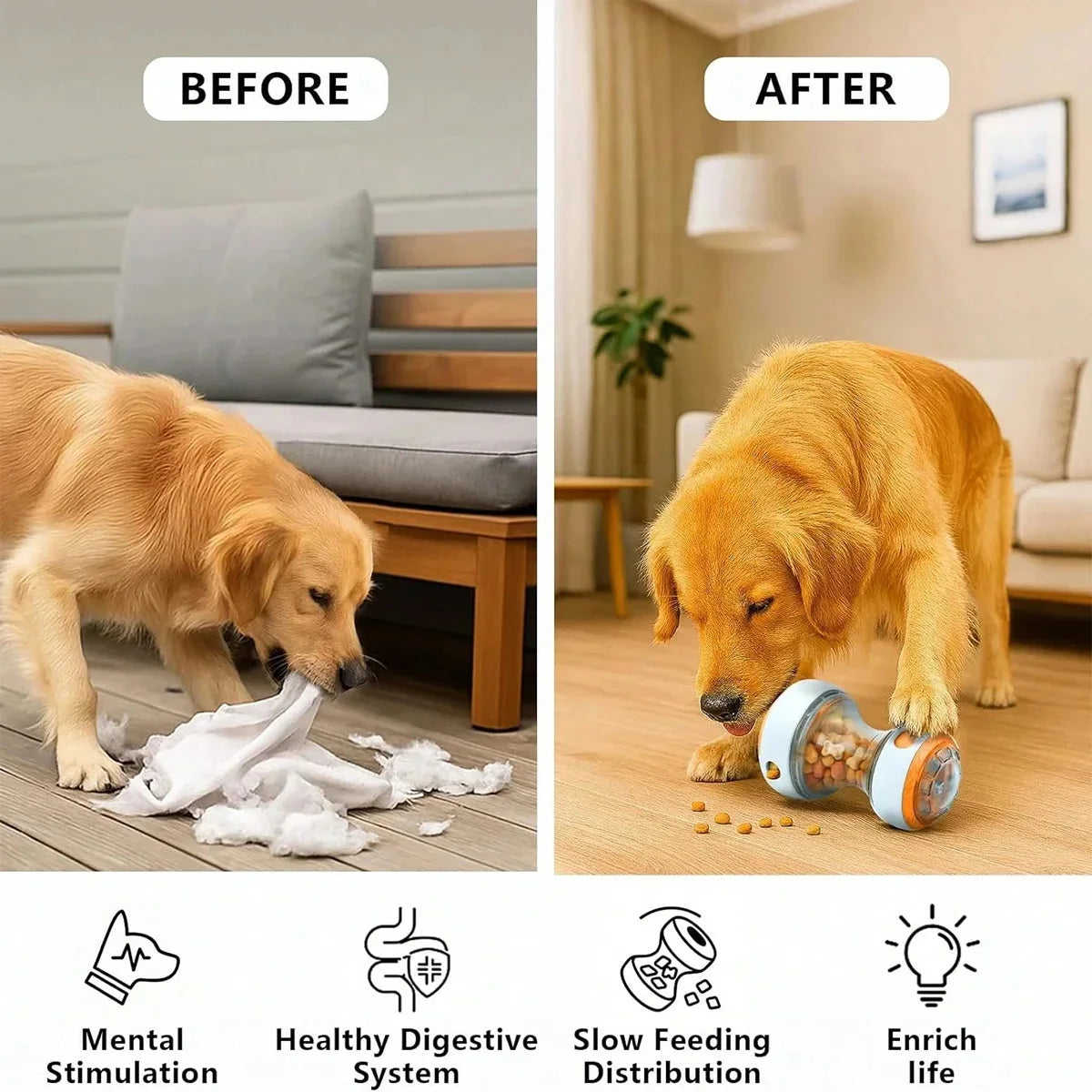 Interactive Dog Treat Dispenser Ball – Puzzle Slow Feeder Toy