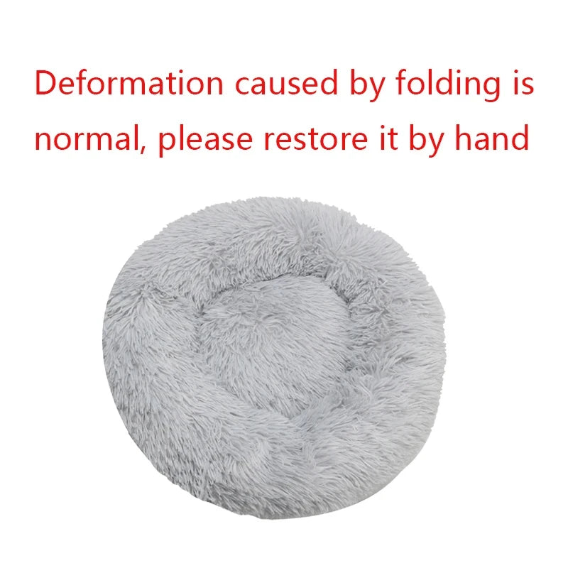 Calming Plush Donut Pet Bed – Ultra Soft Washable Bed for Cats & Small Dogs