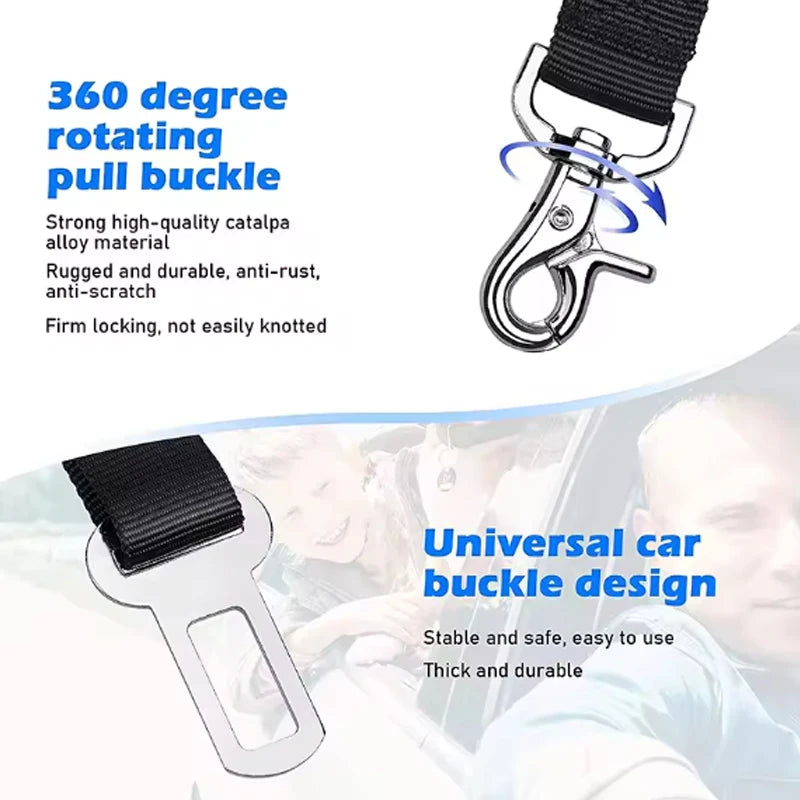 Adjustable Dog Car Safety Seat Belt with Shock Absorbing Bungee