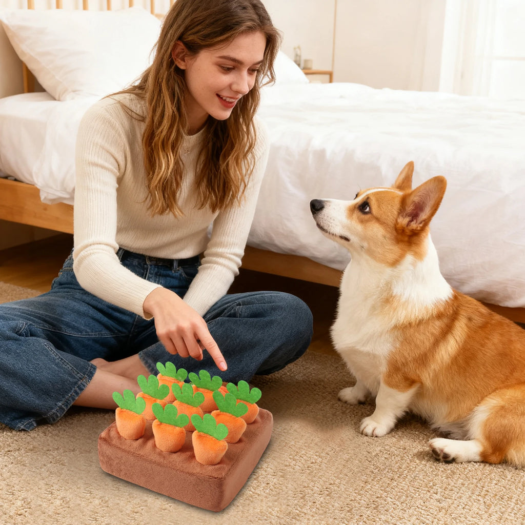 Dog Snuffle Mat with Carrots – Interactive Treat Puzzle & Slow Feeder