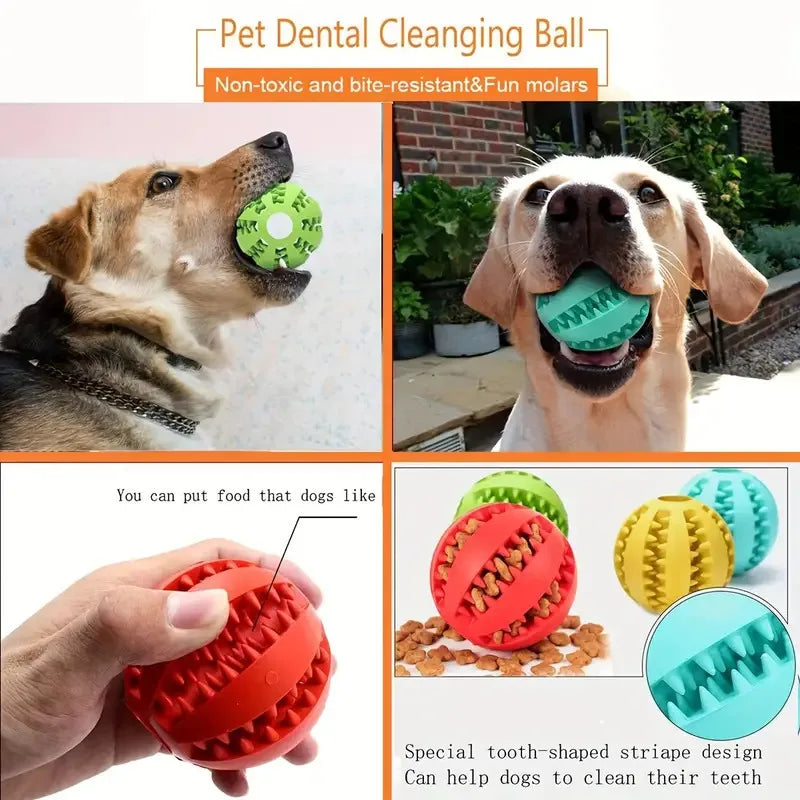 Interactive Dog Chew Ball | Treat Dispensing Dental Cleaning Toy for Dogs & Puppies
