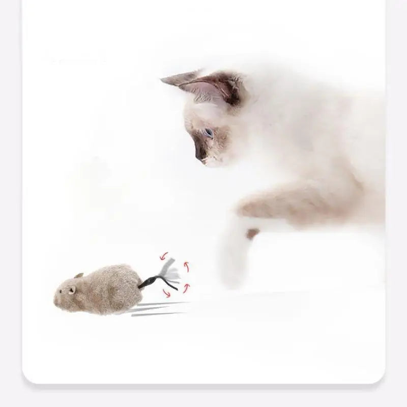 Interactive Plush Mouse Toy for Cats – Realistic Running Rat Chase Toy