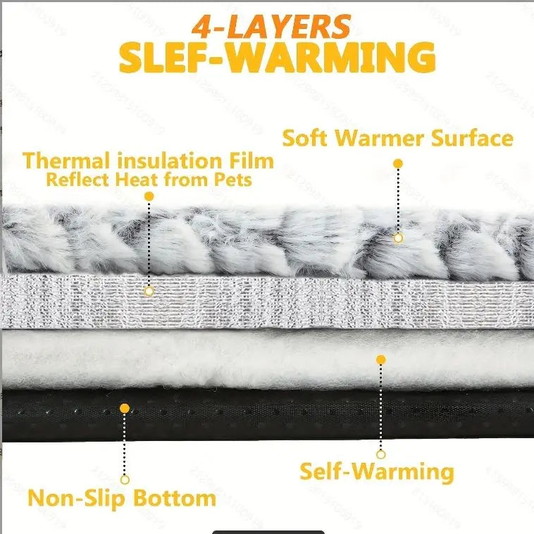 Self-Warming Pet Bed Mat – Washable Thermal Sleeping Pad for Cats & Dogs