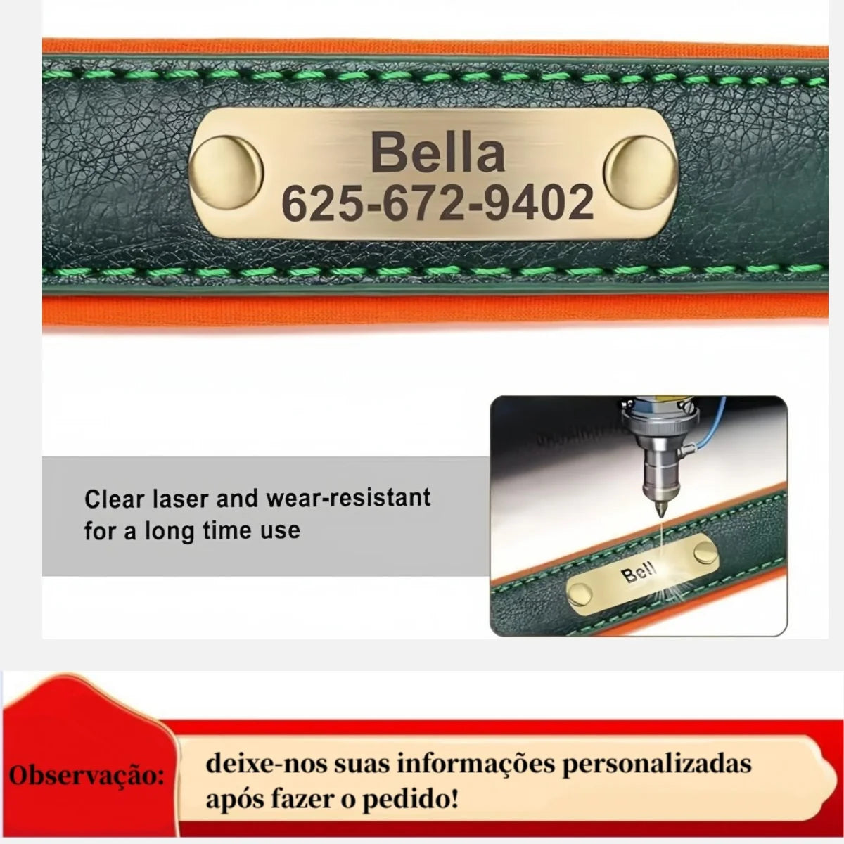 Personalisiertes, gepolstertes Lederhalsband für Hunde mit graviertem Namensschild – Individuelles ID-Halsband für kleine, mittelgroße und große Hunde