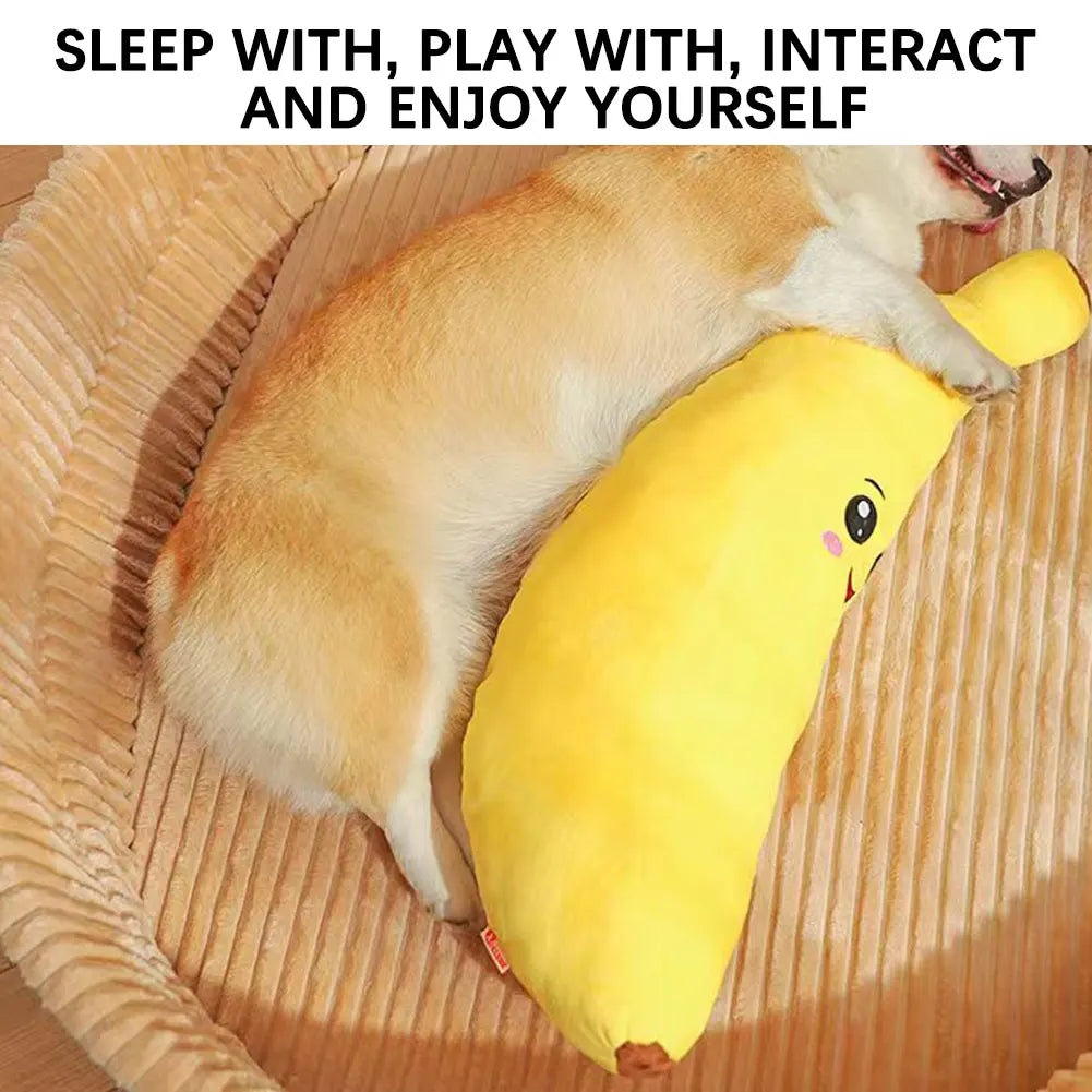 Banana Plush Dog Toy | Squeaky Anxiety Relief & Interactive Chew Toy for Puppies & Dogs