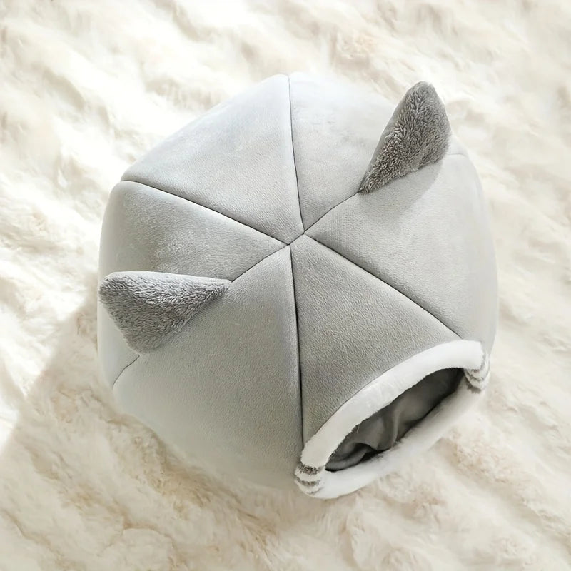 Cozy Cat Cave Bed with Plush Cushion – Warm Indoor Hideaway for Cats & Small Pets
