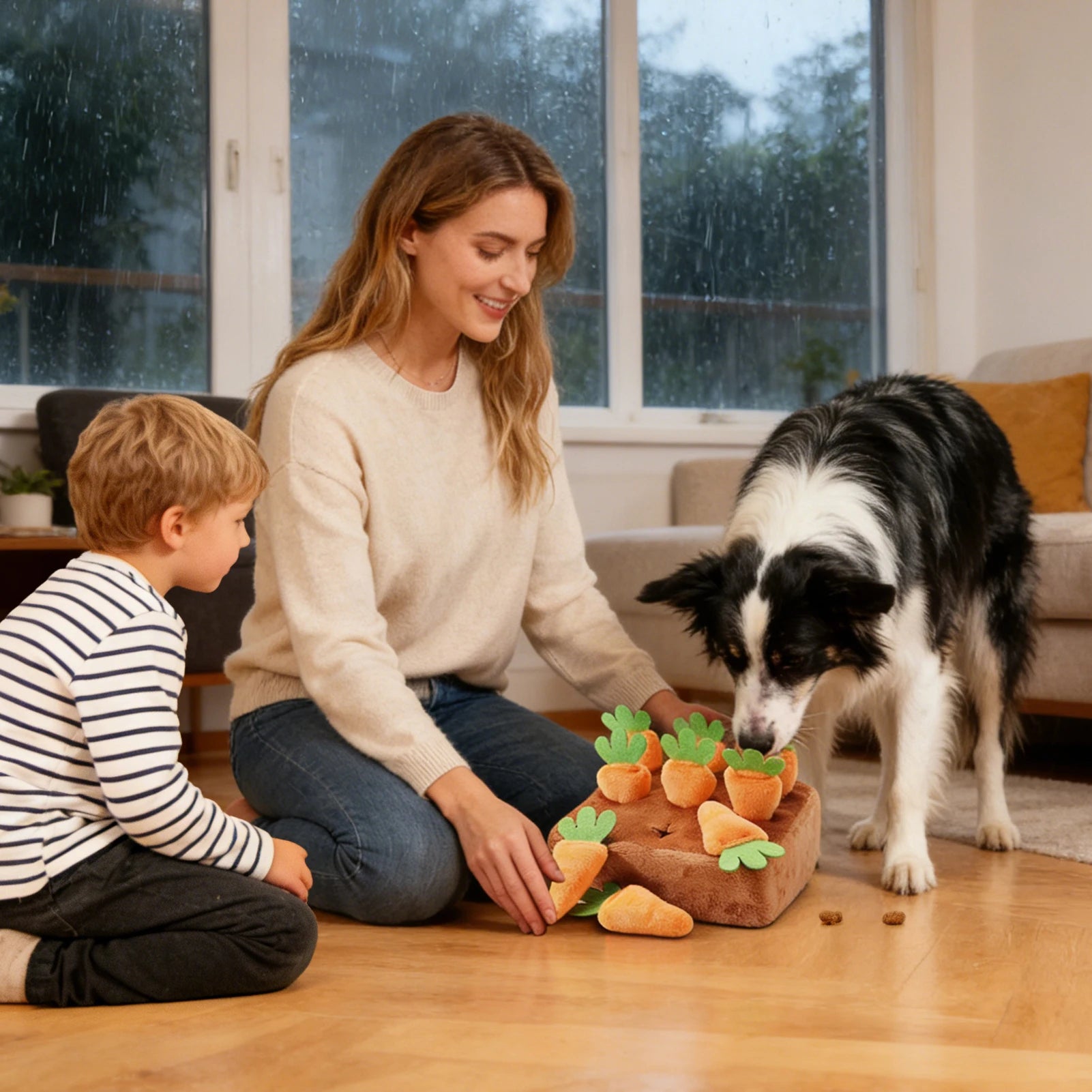 Dog Snuffle Mat with Carrots – Interactive Treat Puzzle & Slow Feeder