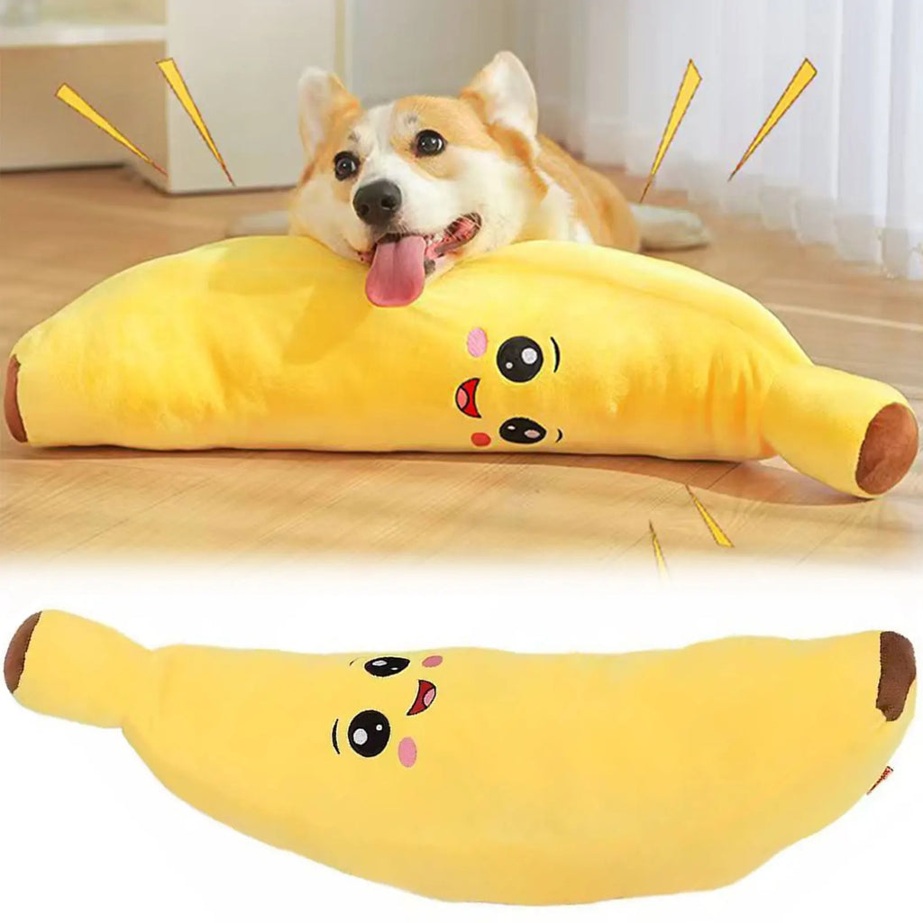 Banana Plush Dog Toy | Squeaky Anxiety Relief & Interactive Chew Toy for Puppies & Dogs
