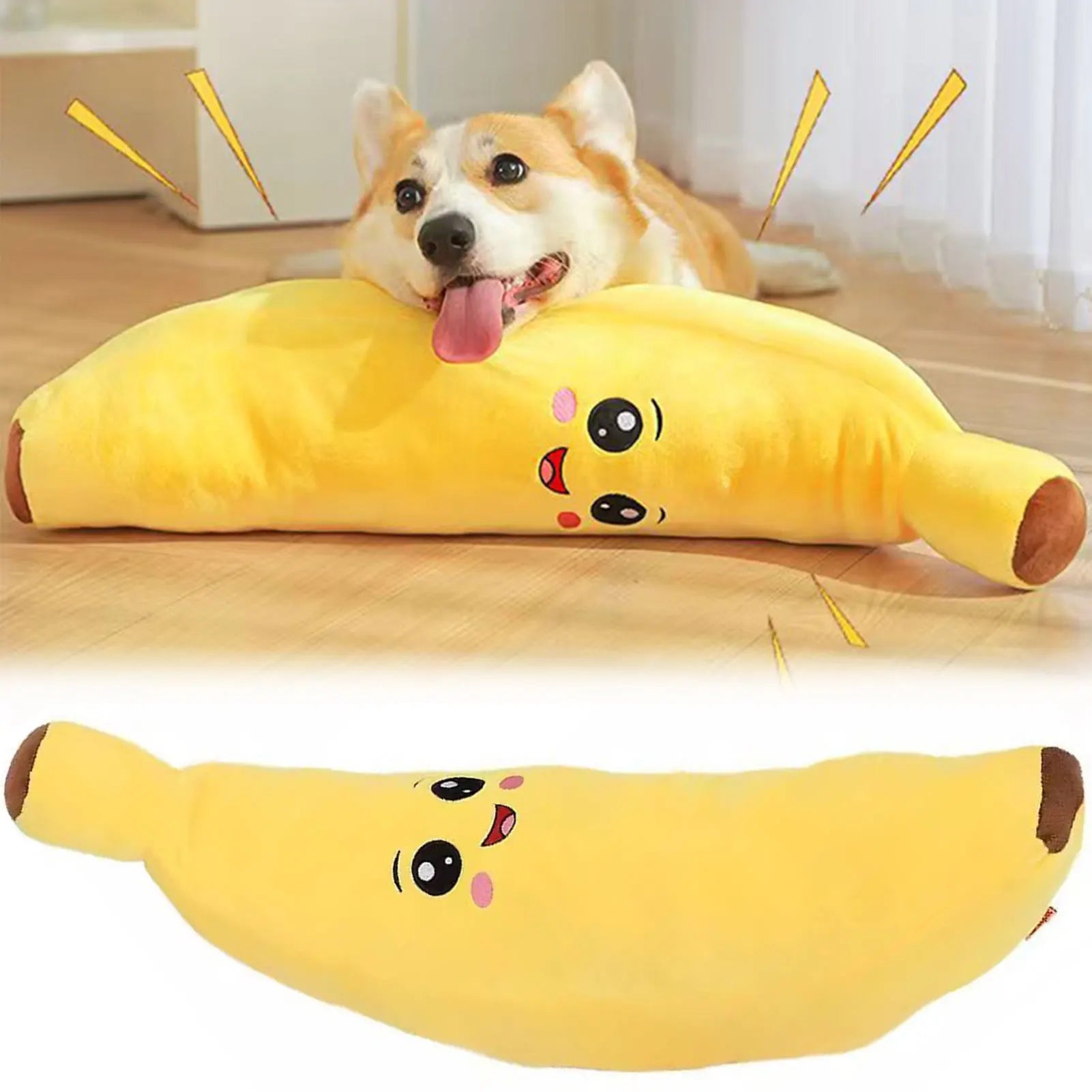Banana Plush Dog Toy | Squeaky Anxiety Relief & Interactive Chew Toy for Puppies & Dogs