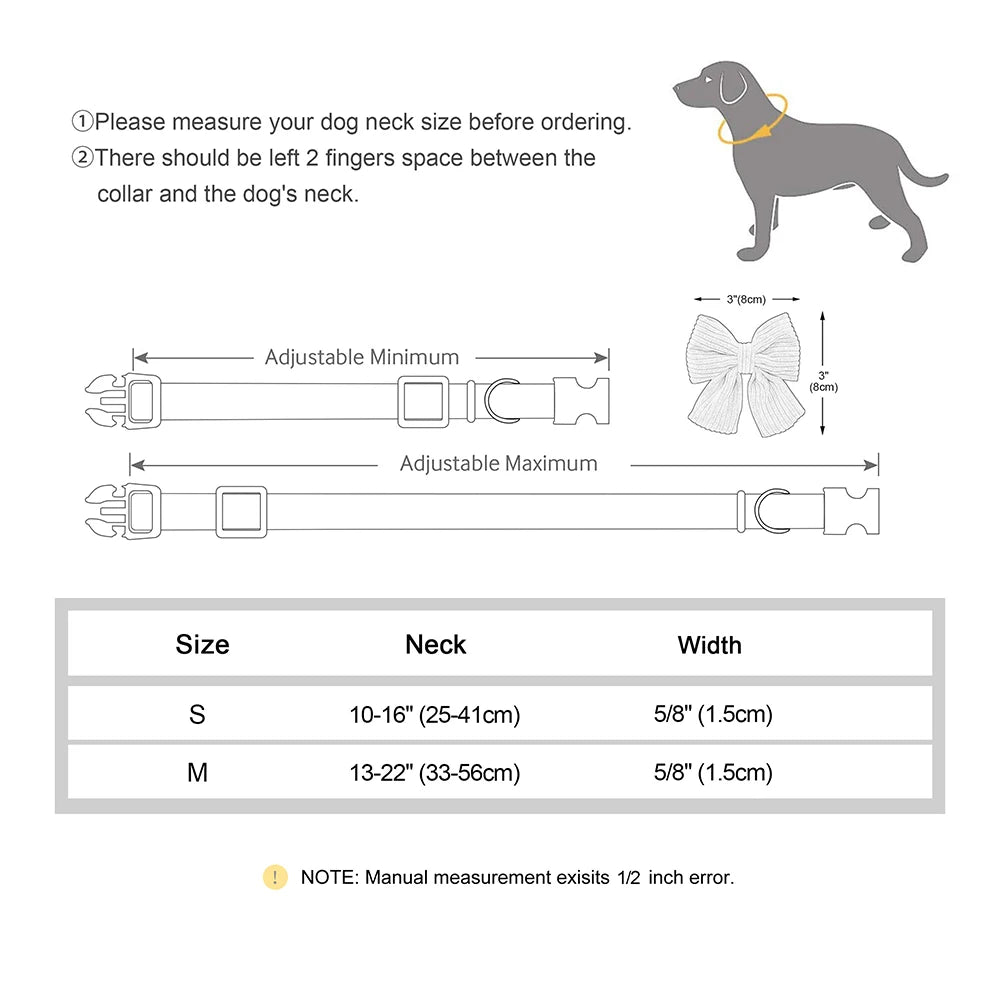 Personalisiertes Hundehalsband mit Schleife – Individuell graviertes Tier-ID-Halsband für kleine & mittelgroße Hunde, verstellbares Welpenhalsband