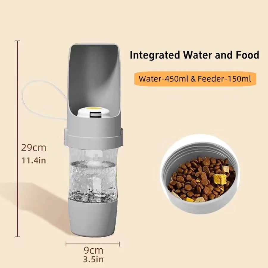 2-in-1 Travel Water Bottle & Food Container for Dogs