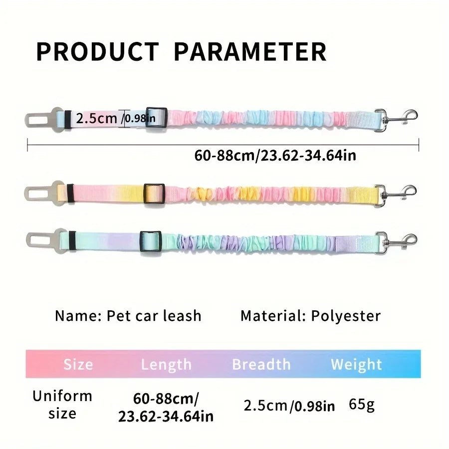 Tie-Dye Adjustable Dog Car Seat Belt Safety Leash