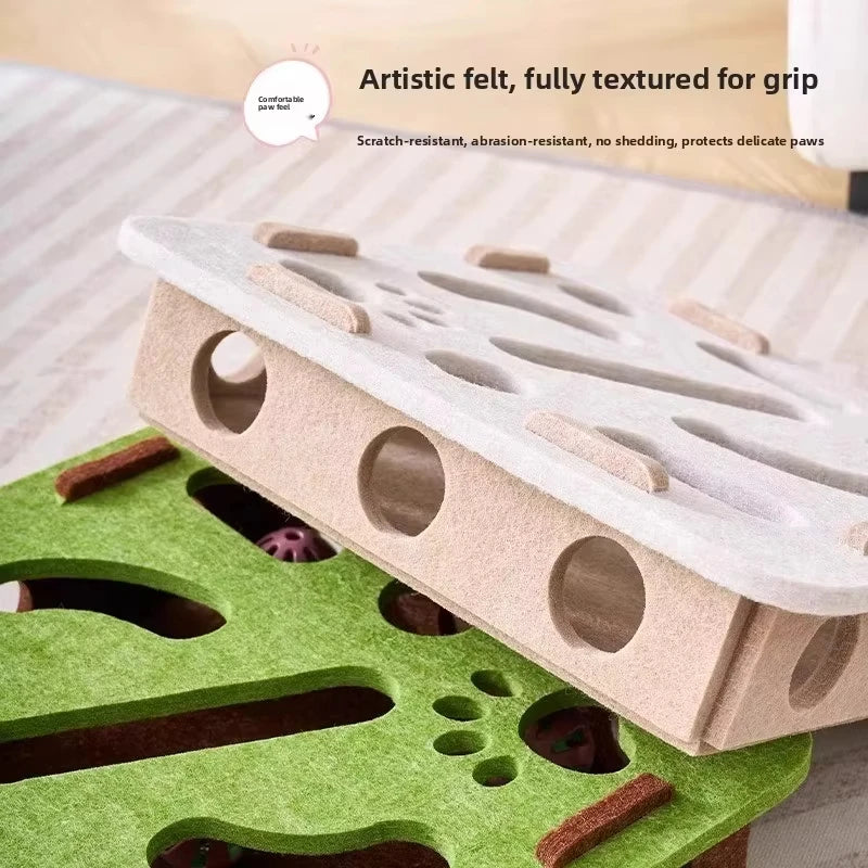 Interactive Cat Puzzle Toy – Felt Puzzle Box for Indoor Cats