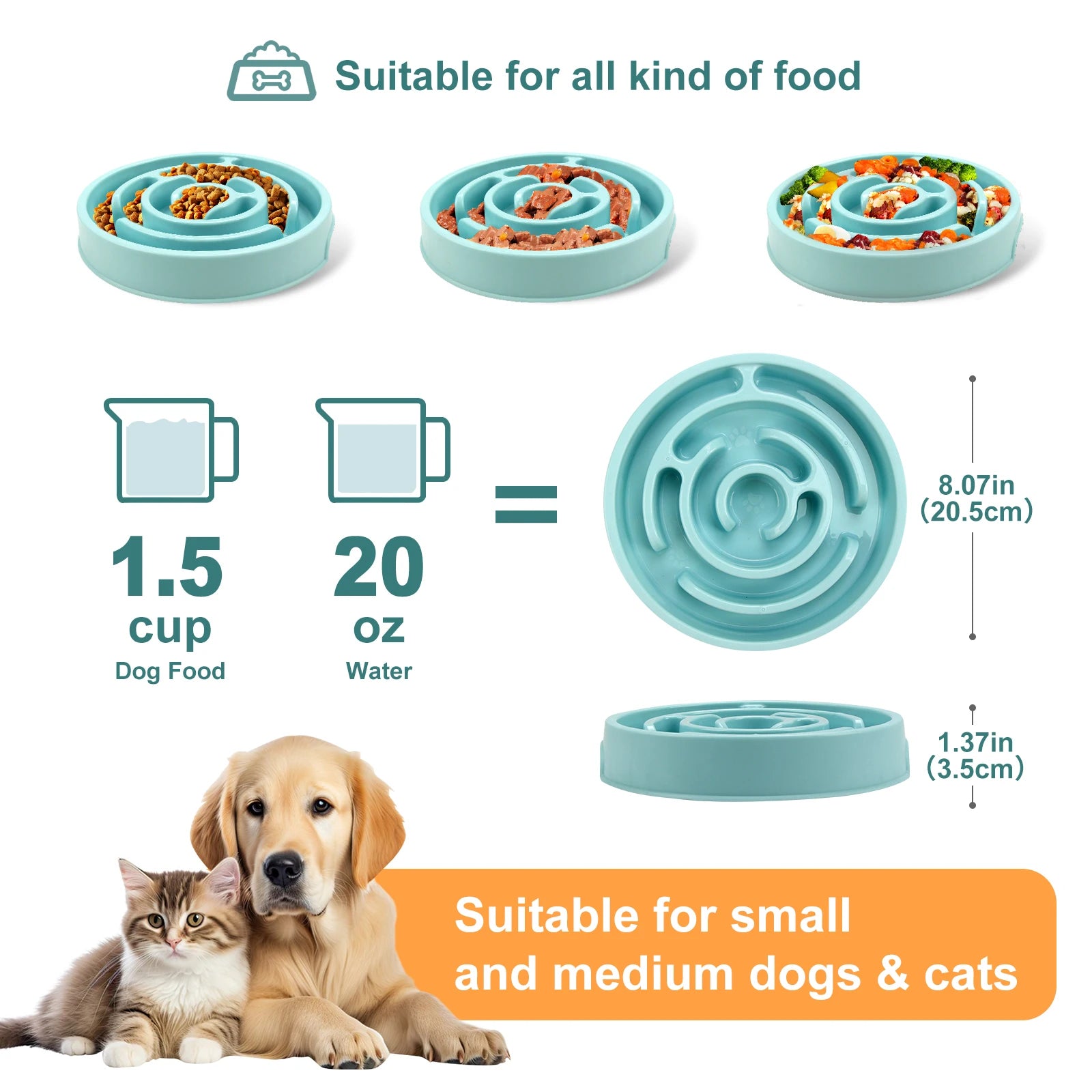 Slow Feeder Dog Bowl – Anti-Gulping Puzzle Bowl for Small & Medium Dogs