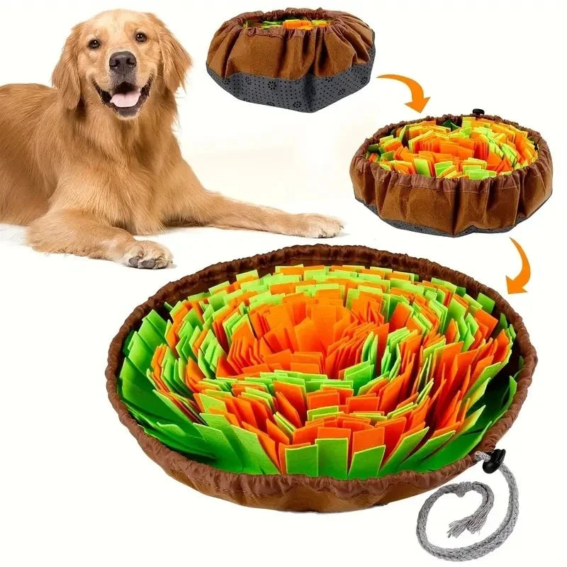 Dog Snuffle Mat Bowl – Slow Feeder Puzzle Toy for Treat Training