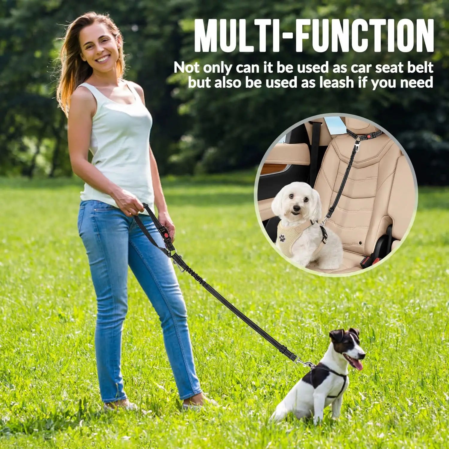 Shock-Absorbing Dog Car Seat Belt Restraint