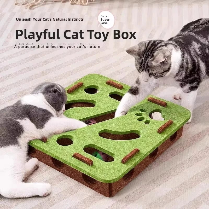 Interactive Cat Puzzle Toy – Felt Puzzle Box for Indoor Cats