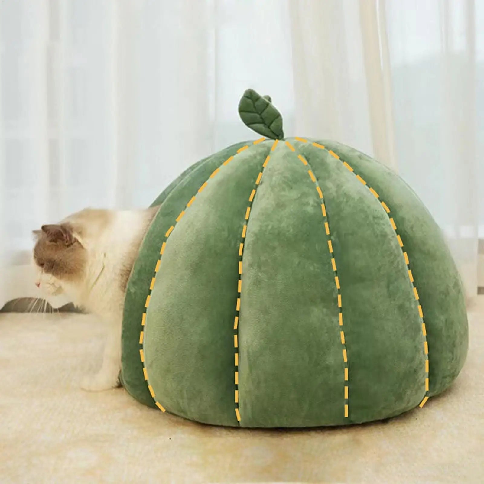 Pumpkin Cat Cave Bed – Cozy Plush Indoor Hideaway for Cats & Small Pets