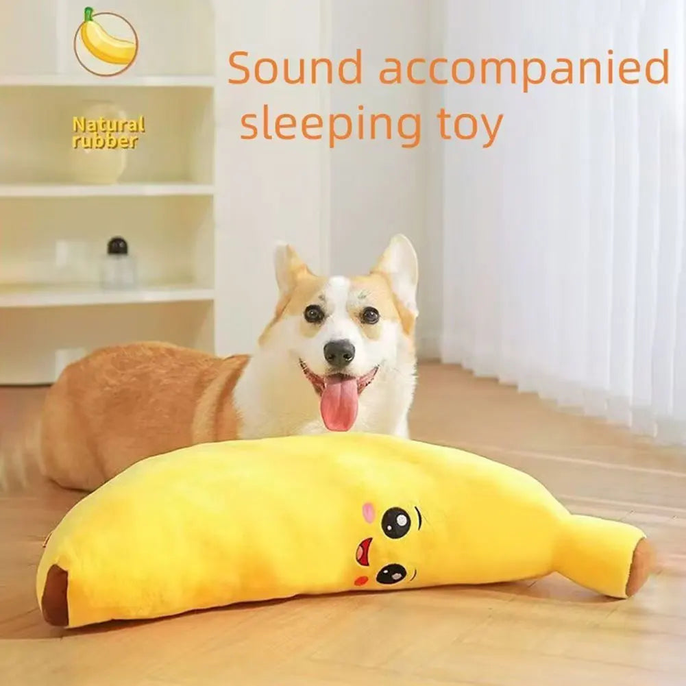 Banana Plush Dog Toy | Squeaky Anxiety Relief & Interactive Chew Toy for Puppies & Dogs