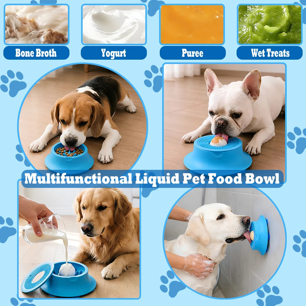 Silicone Slow Feeder Bowl for Dogs & Cats | Suction Cup Anti-Gulp Pet Bowl