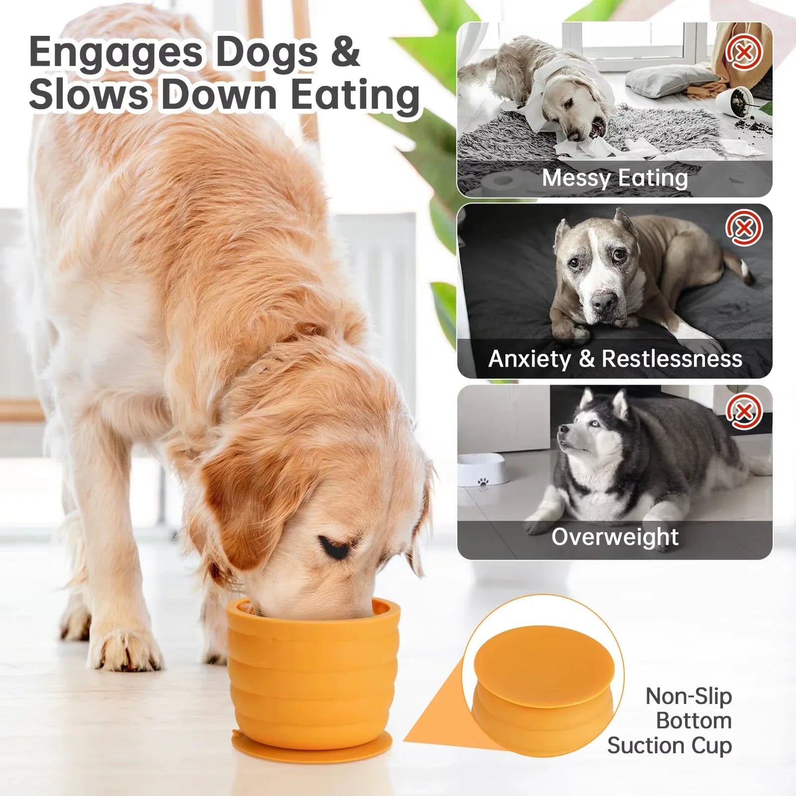 Premium Silicone Slow Feeder Bowl | Non-Slip Suction Base for Dogs
