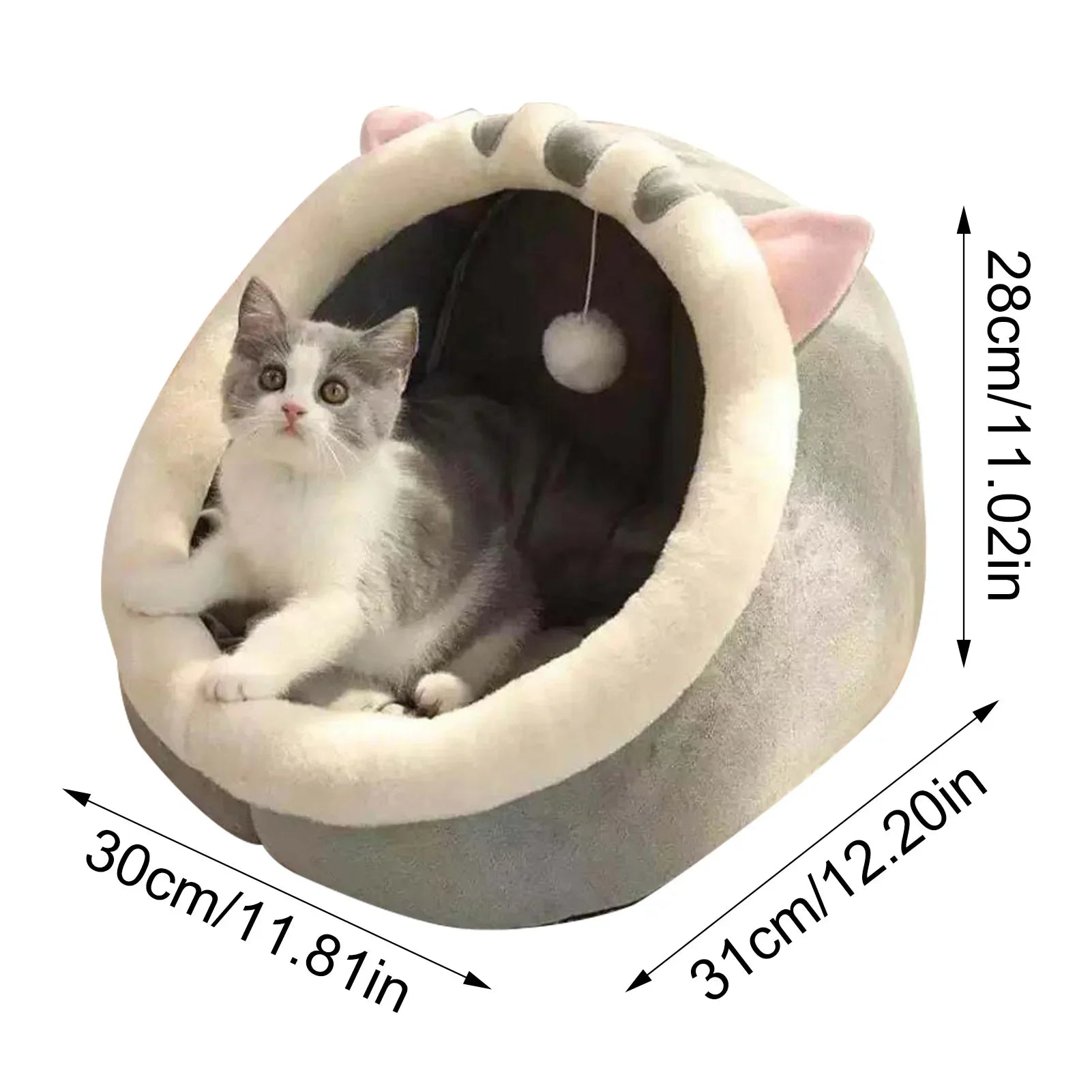Cozy Plush Cat Cave Bed – Soft Covered Hideaway for Cats & Small Dogs