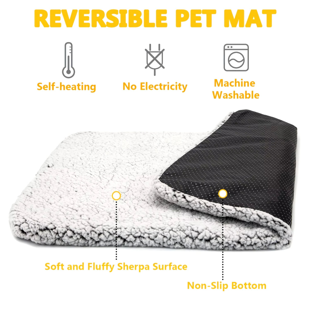 Self-Warming Pet Mat – Thermal Heat-Reflective Bed for Dogs & Cats | Washable Cushion