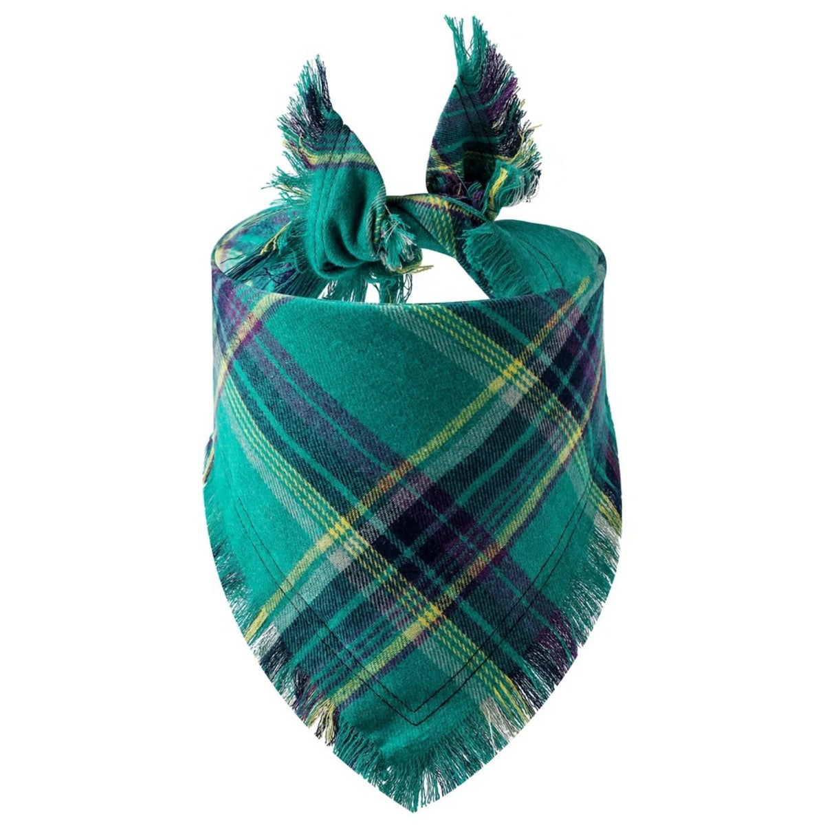Pañuelo para Perro de Cuadros Escoceses – Bandana Triangular Ajustable para Perros y Gatos, Pañuelo Suave con Borlas para Cachorros y Mascotas Pequeñas y Grandes