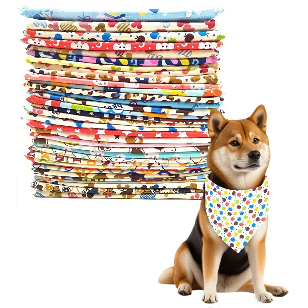 10-Pack Dog Bandana Set – Assorted Soft Pet Bandanas for Dogs & Cats, Washable Triangle Scarves, Everyday Pet Accessories