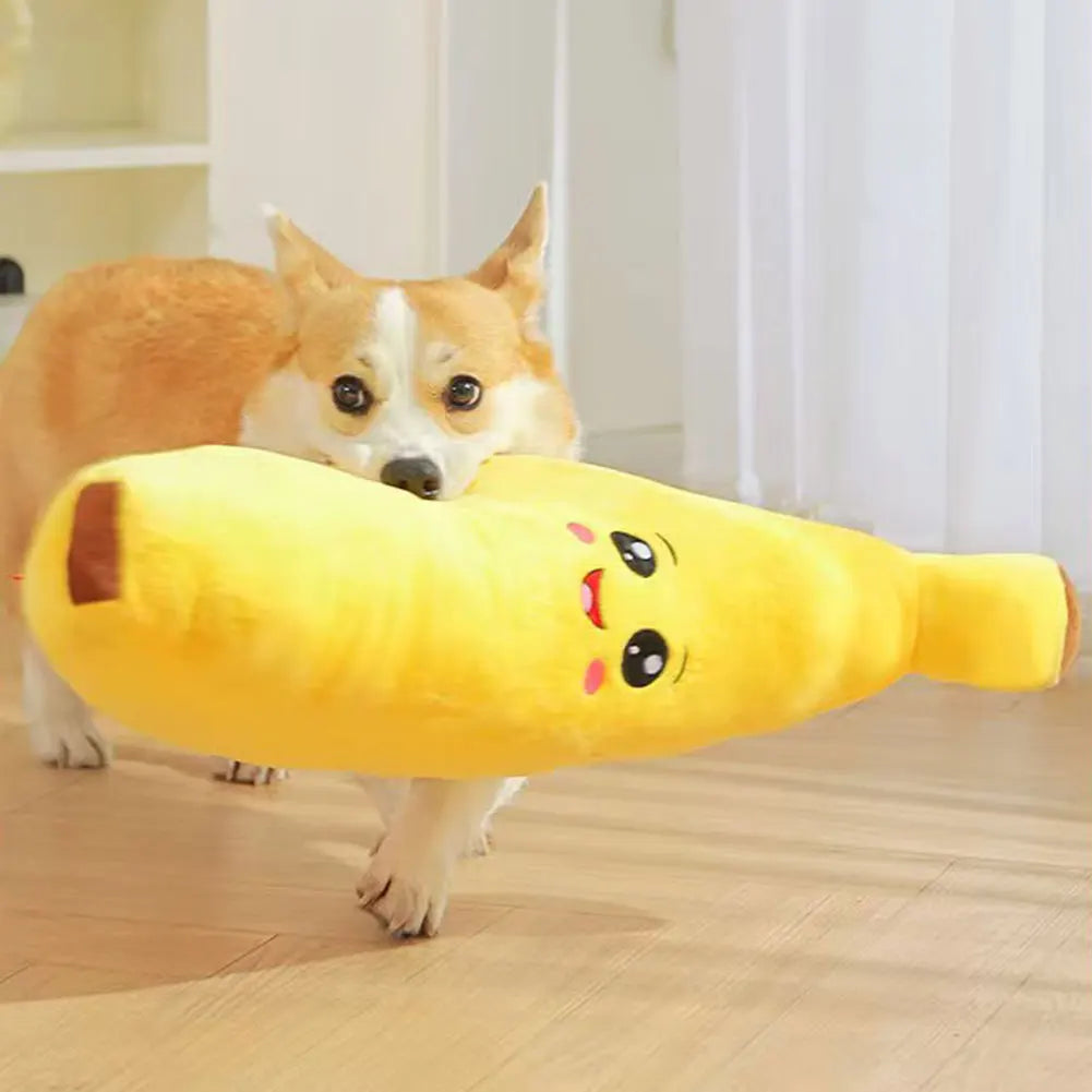 Banana Plush Dog Toy | Squeaky Anxiety Relief & Interactive Chew Toy for Puppies & Dogs