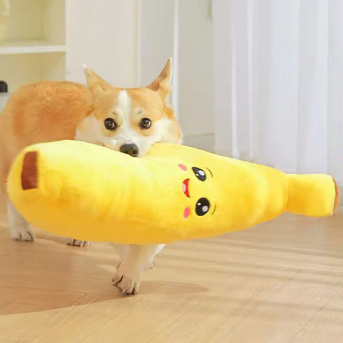 Banana Plush Dog Toy | Squeaky Anxiety Relief & Interactive Chew Toy for Puppies & Dogs