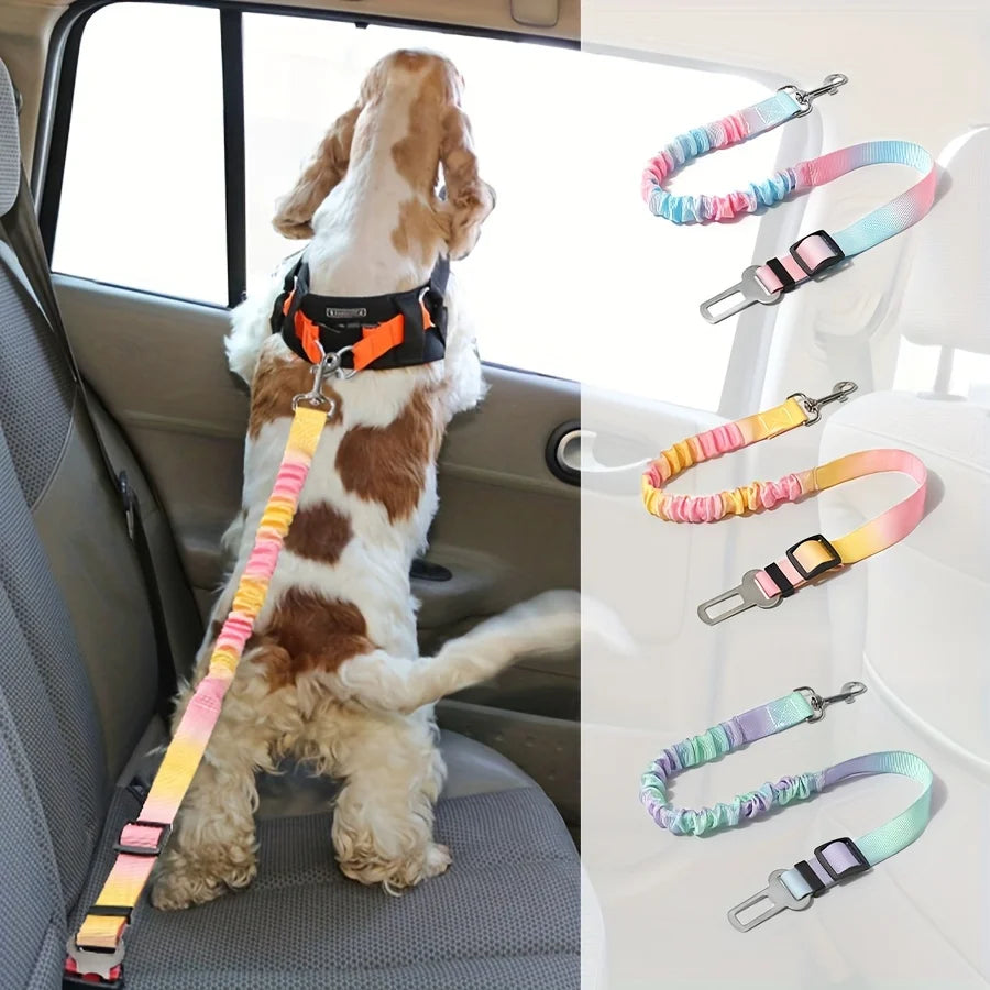 Tie-Dye Adjustable Dog Car Seat Belt Safety Leash