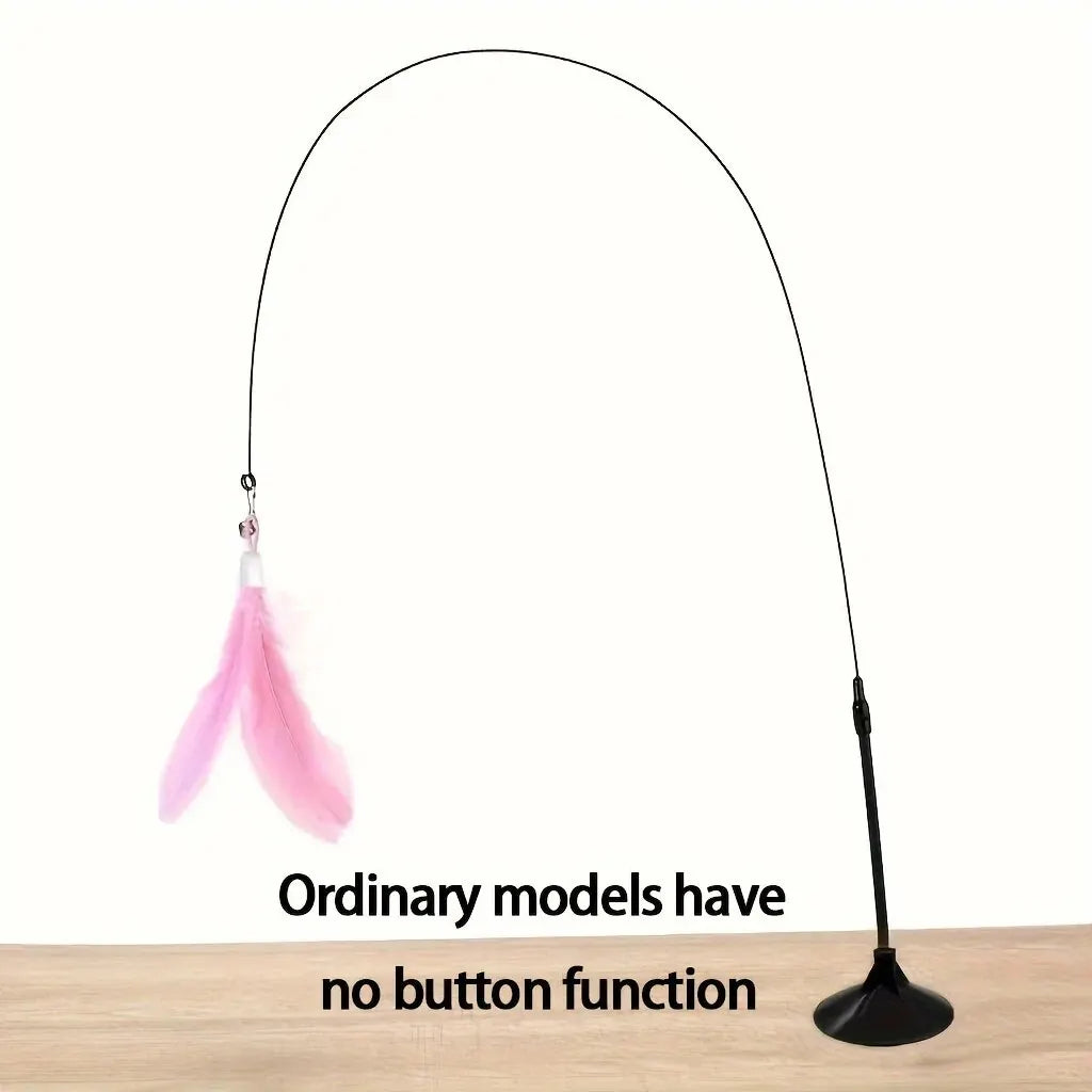 Interactive Cat Teaser Wand Toy with Suction Cup & Feather