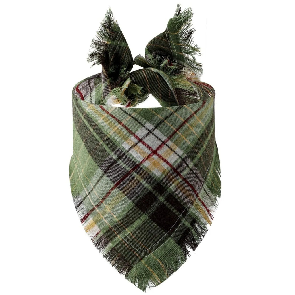 Pañuelo para Perro de Cuadros Escoceses – Bandana Triangular Ajustable para Perros y Gatos, Pañuelo Suave con Borlas para Cachorros y Mascotas Pequeñas y Grandes