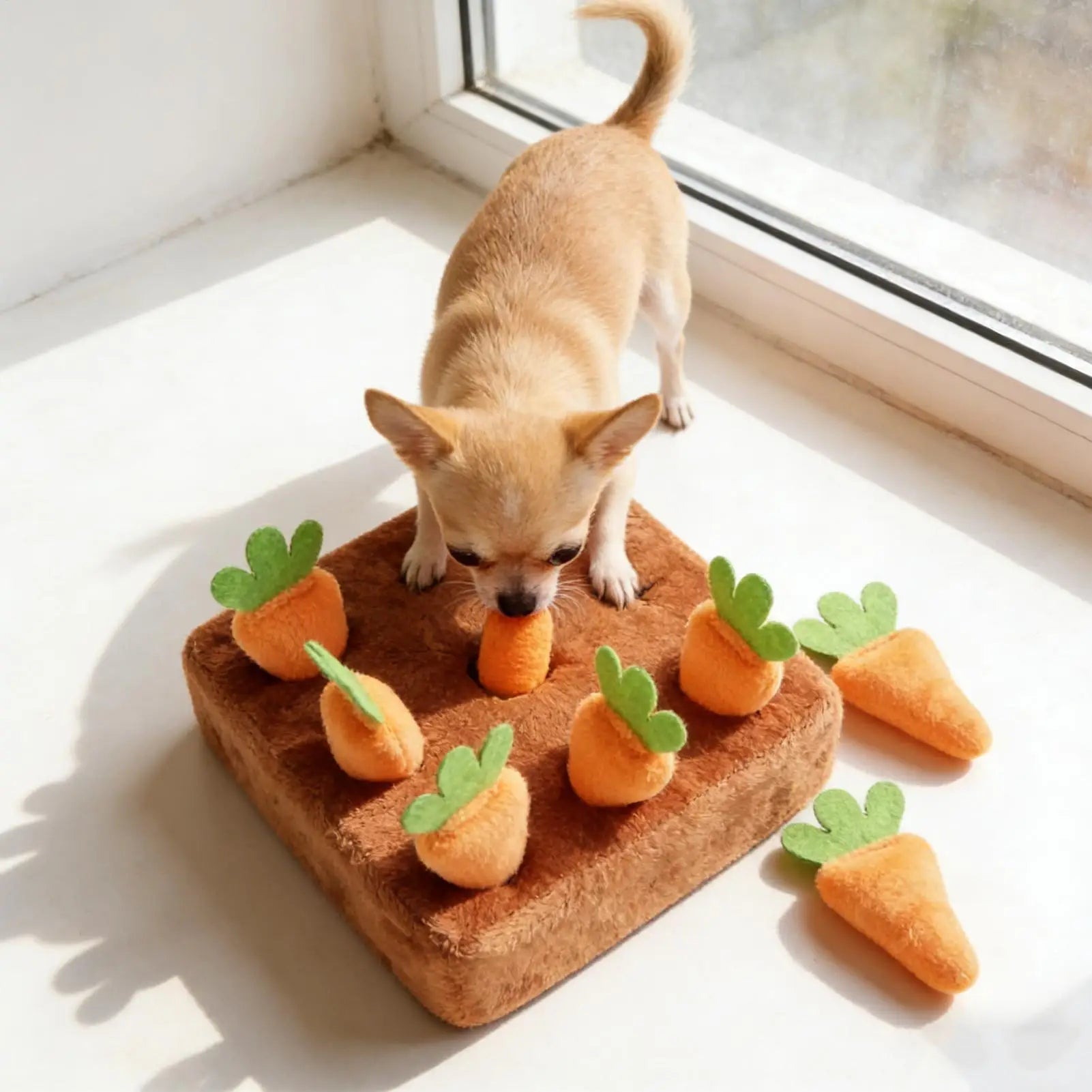 Dog Snuffle Mat with Carrots – Interactive Treat Puzzle & Slow Feeder