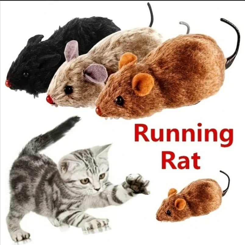 Interactive Plush Mouse Toy for Cats – Realistic Running Rat Chase Toy