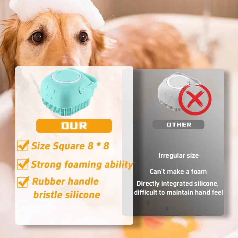Silikon-Tierbadebürste mit Shampoo-Spender für Hunde und Katzen