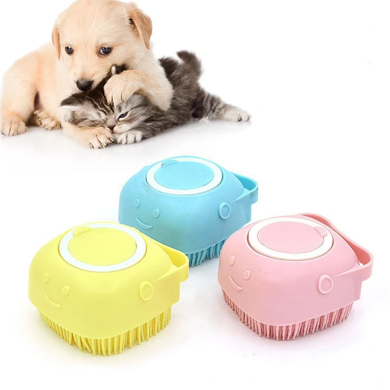 Silikon-Tierbadebürste mit Shampoo-Spender für Hunde und Katzen