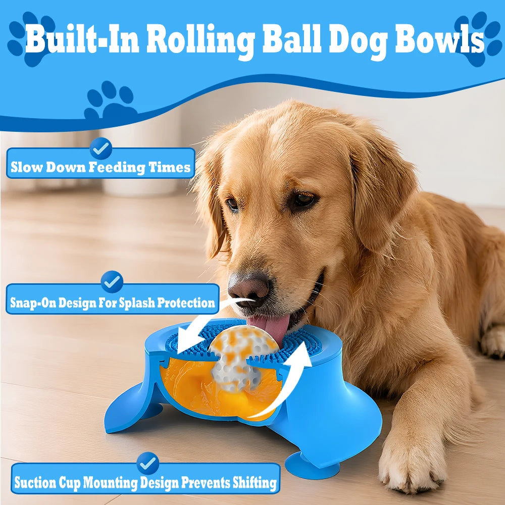 Silicone Slow Feeder Bowl for Dogs & Cats | Suction Cup Anti-Gulp Pet Bowl