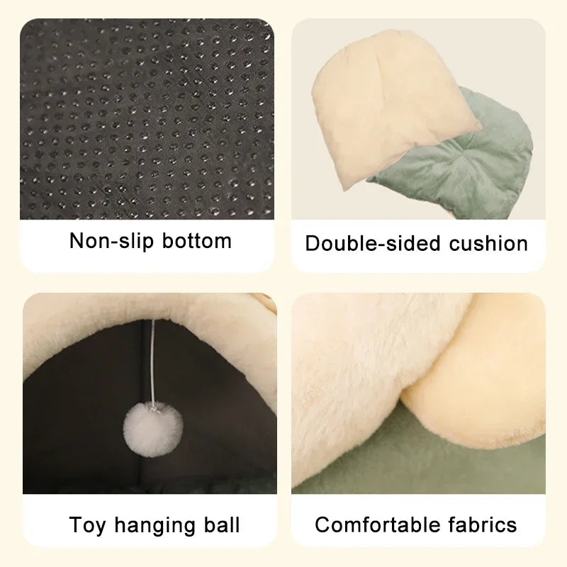 Cozy Plush Cat Cave Bed – Soft Covered Hideaway for Cats & Small Dogs