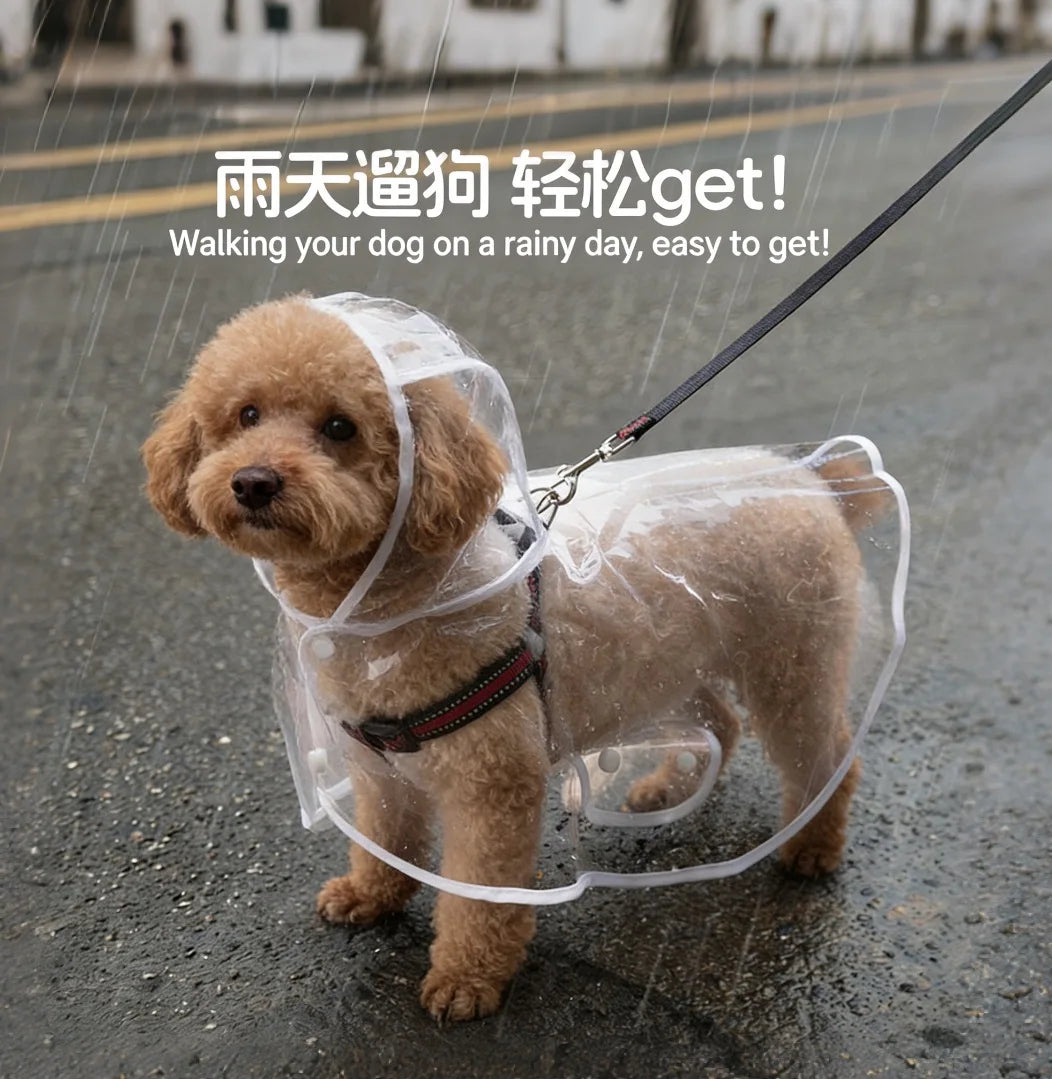Transparent Waterproof Dog Raincoat with Hood | Lightweight Rain Jacket for Small & Medium Dogs